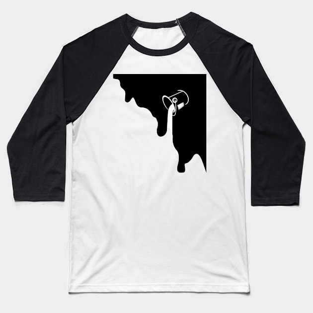 Black and white Spilled paint Baseball T-Shirt by eyoubree